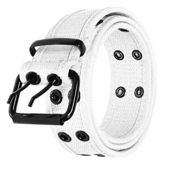 unbranded Accessories White Canvas Belt Double Grommet Two